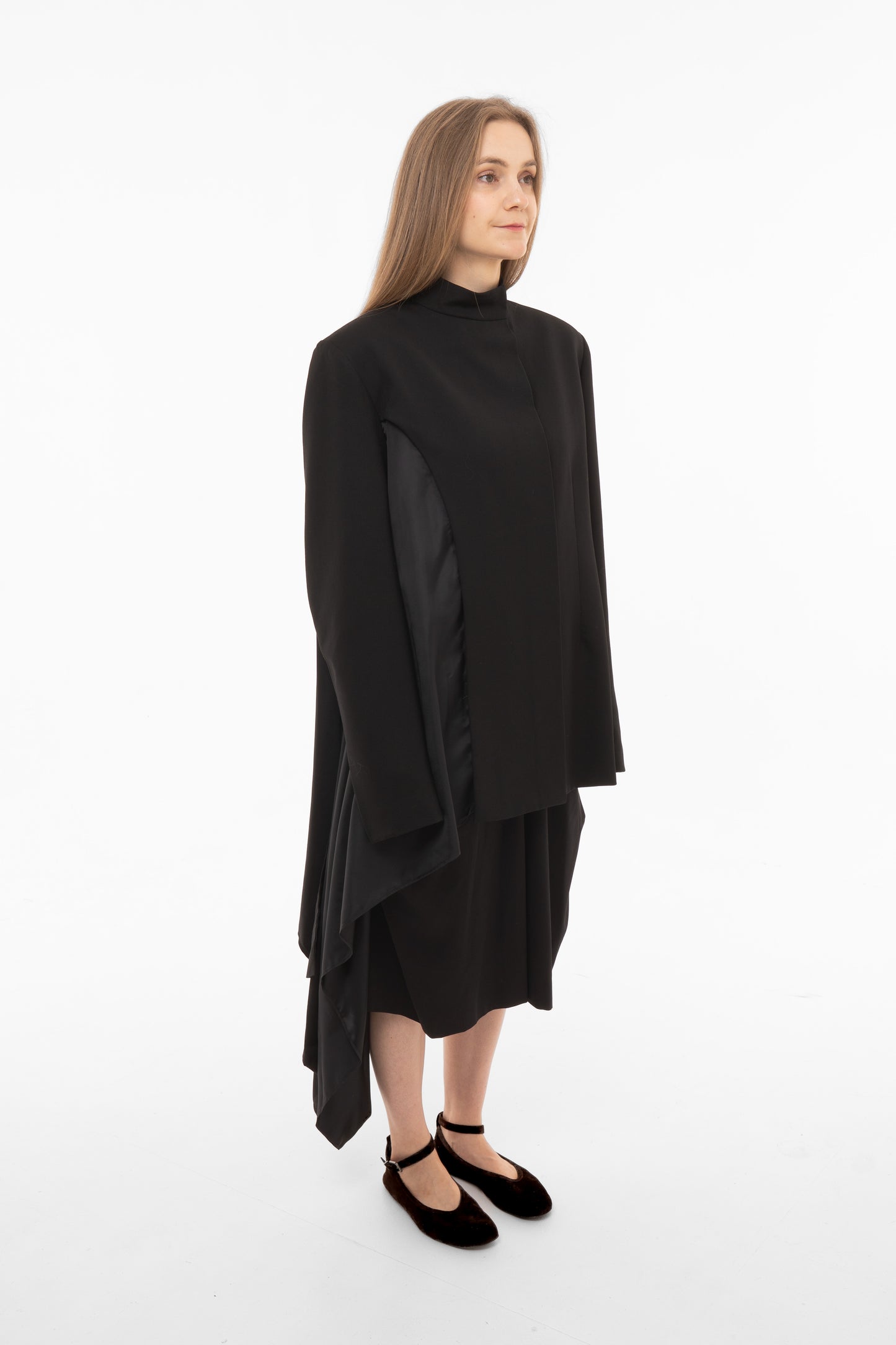 Oversized Women’s Black Stand-Collar Blazer