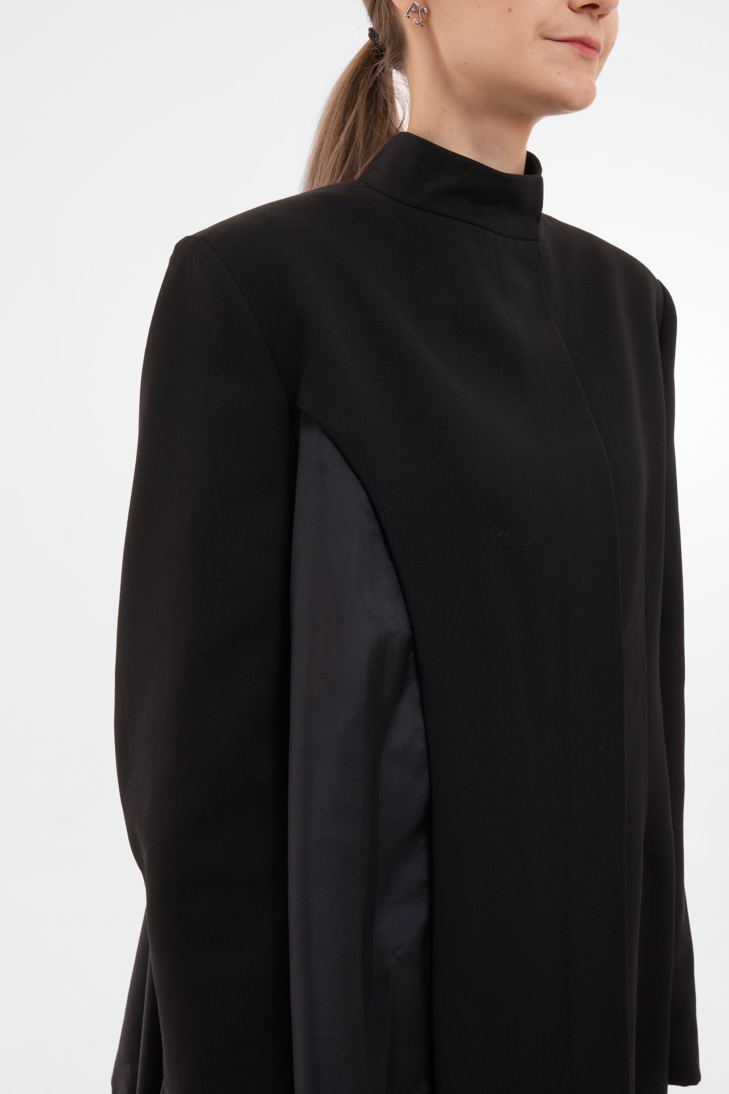 Oversized Women’s Black Stand-Collar Blazer