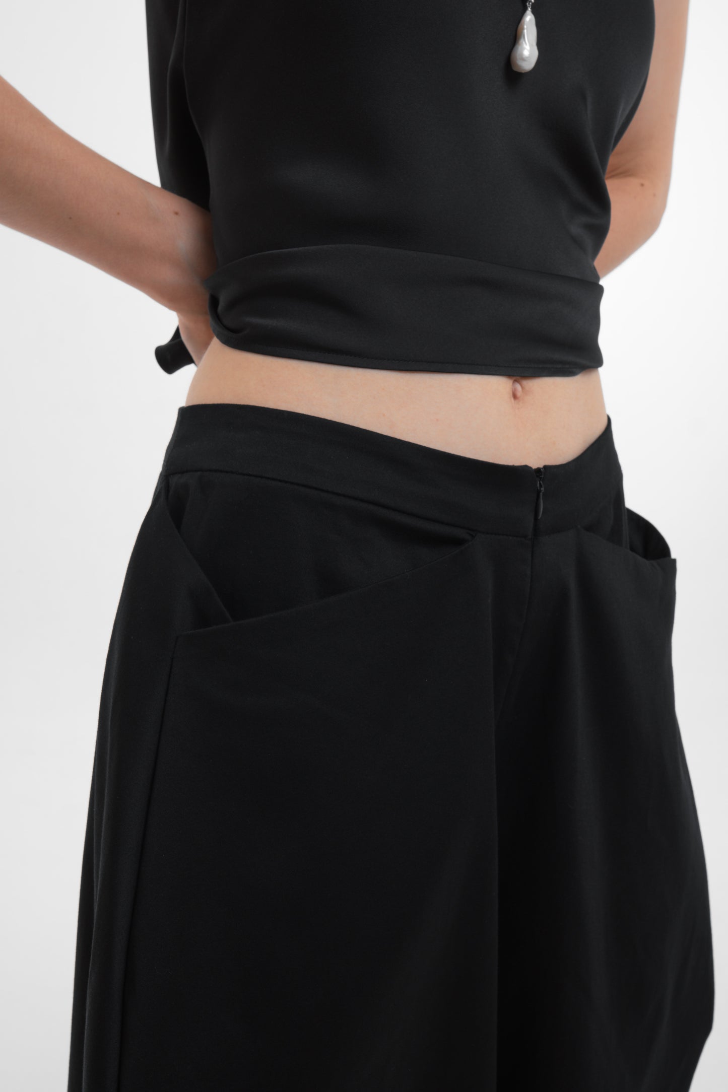 Black Wide-Leg Culotte Shorts