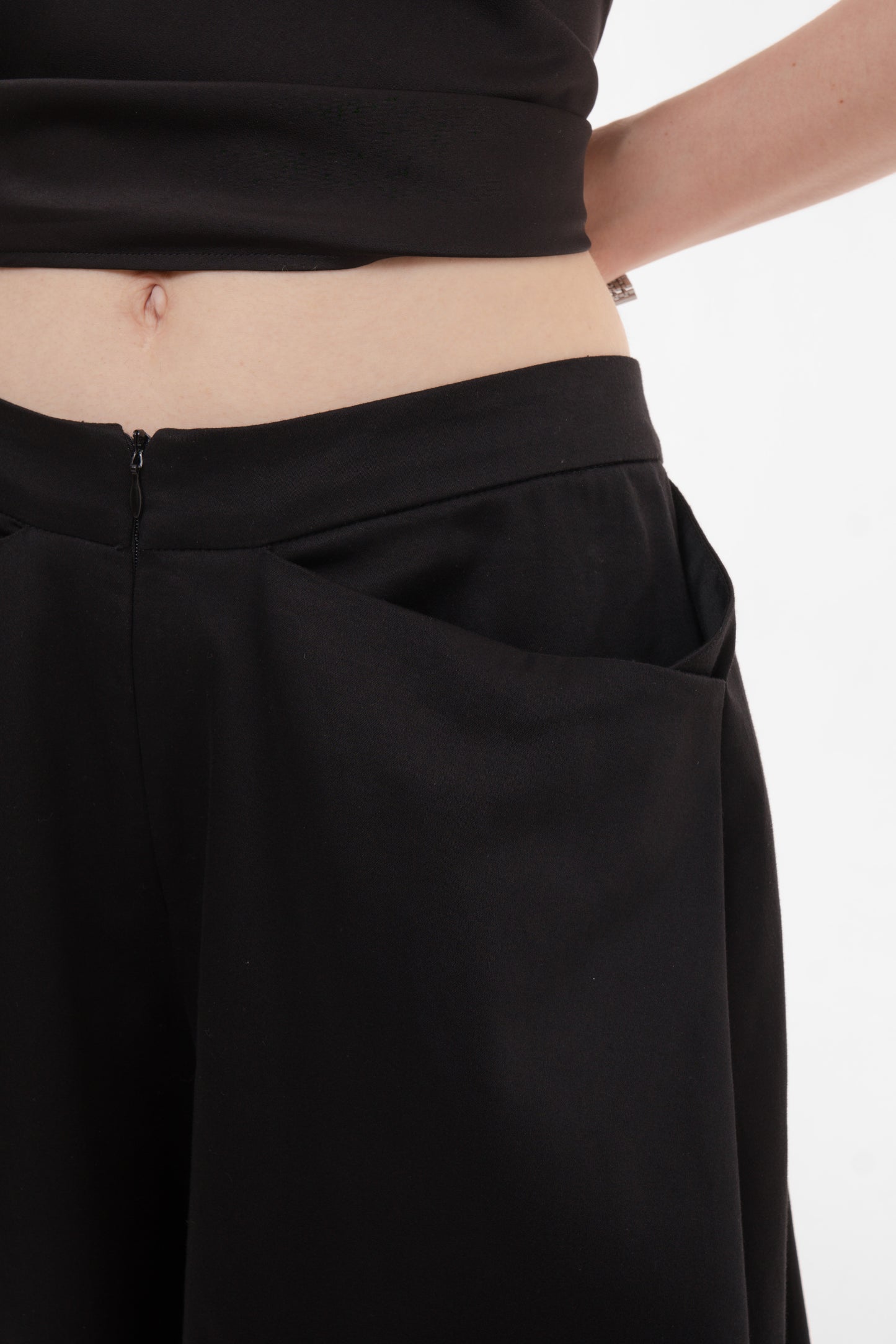 Black Wide-Leg Culotte Shorts