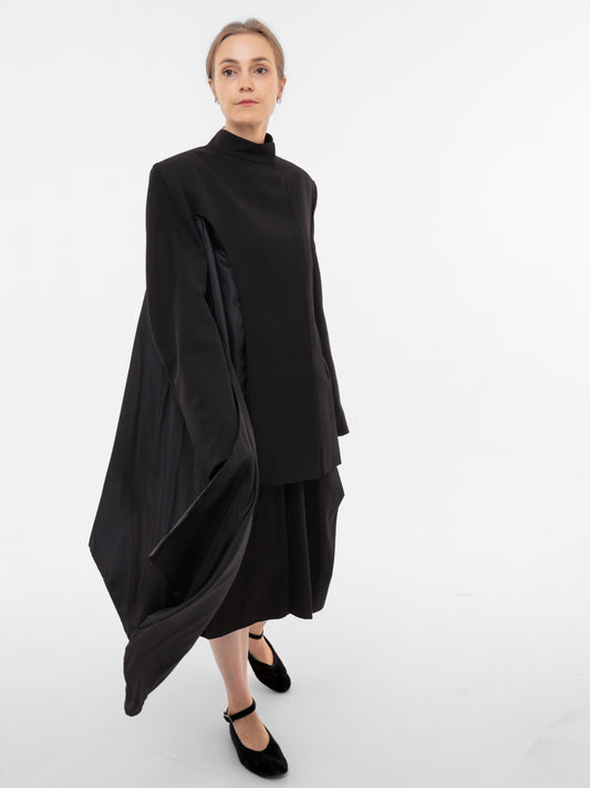 Oversized Women’s Black Stand-Collar Blazer