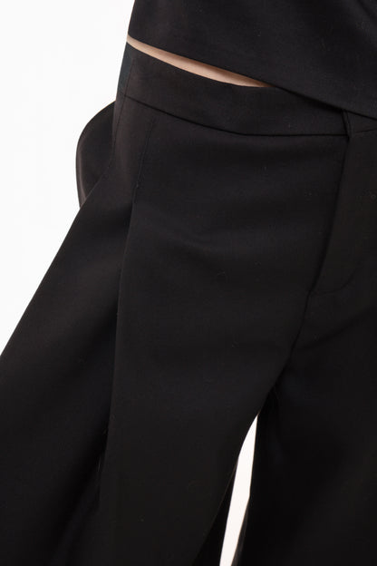 Wide-Leg Pleated Trousers