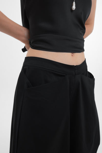 Black Wide-Leg Culotte Shorts