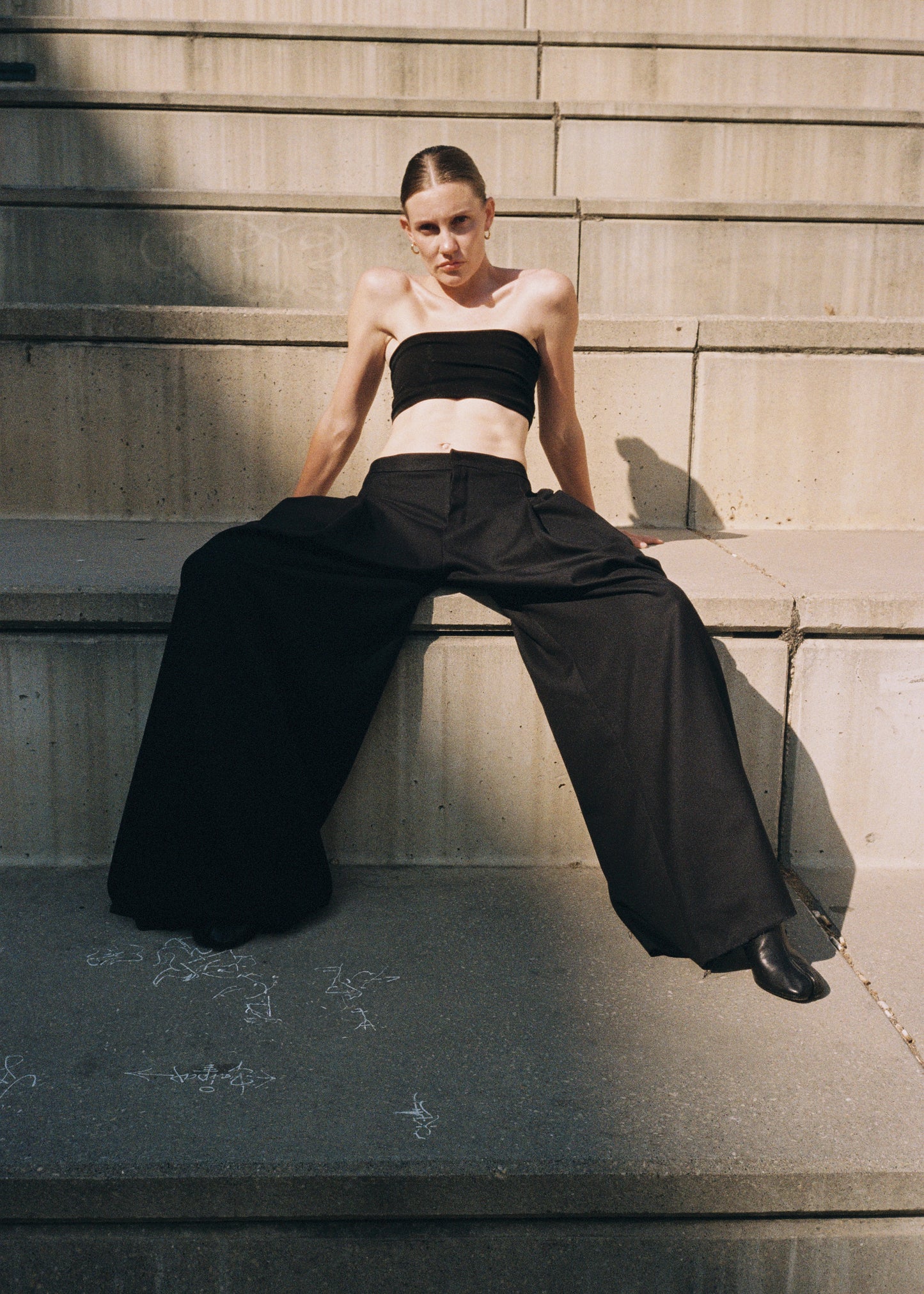 Wide-Leg Pleated Trousers