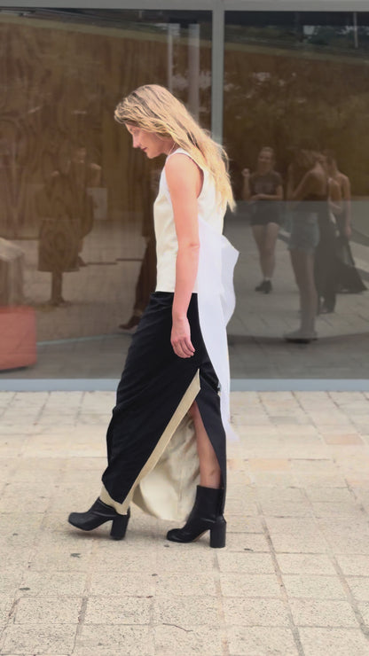 Black Maxi Pencil Skirt With Raw Hem