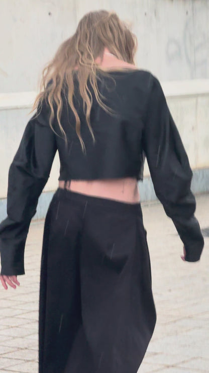 Black Wide-Leg Culotte Shorts